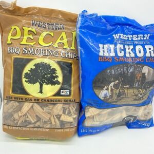 Western Premium BBQ Pecan/ Hickory Smoking Chips Lot NEW‎ 2.94L Grill Smoker